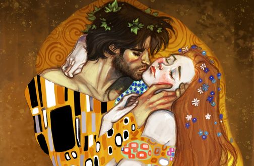Обои на рабочий стол Парень целует девушку, by FidisART
