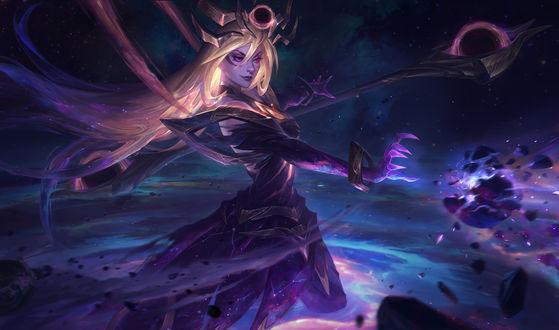 Обои на рабочий стол Lux, Lady of Luminosity / Люкс, Леди Свечения из игры League of Legends / Лига Легенд, by Bo Chen