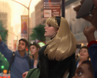 Обои на рабочий стол Женщина-Паук / Spider-Woman, Гвен Стейси / Gwen Stacy, Гвен-Паук / Spider-Gwen - супергероиня серий комиксов издательства «Marvel Comics», by JeeHyung lee