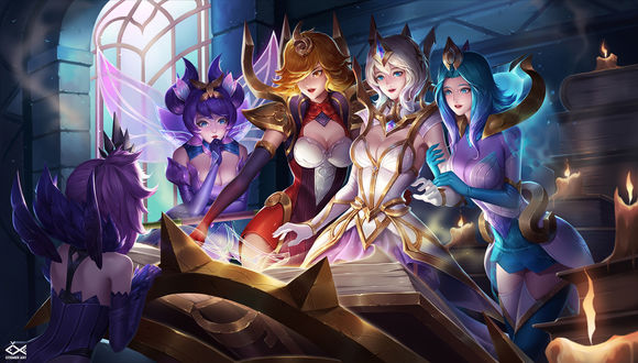 Обои на рабочий стол Героини игры League of Legends / Лига Легенд занимаются магией, by Citemer Liu