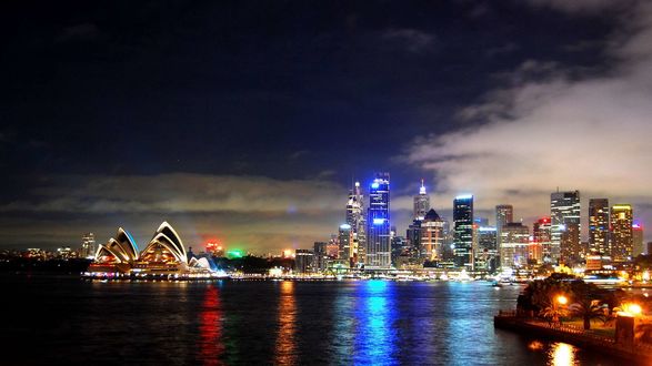 Обои на рабочий стол Огни ночного города Сидней, Австралия / Sydney, Australia