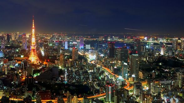 Обои на рабочий стол Огни ночного города Tokyo, Japan / Токио Япония