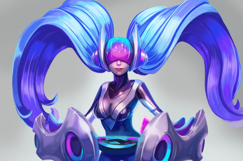 Обои на рабочий стол DJ Sona Ethereal / Эфирная Диджей Сона из игры Лига Легенд / League of Legends, by Mowblack