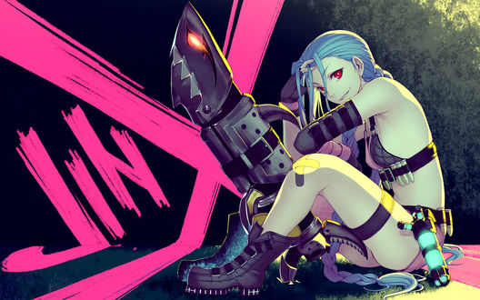 Обои на рабочий стол Jinx / Джинкс из игры League of Legends / Лига Легенд, by Mowblack