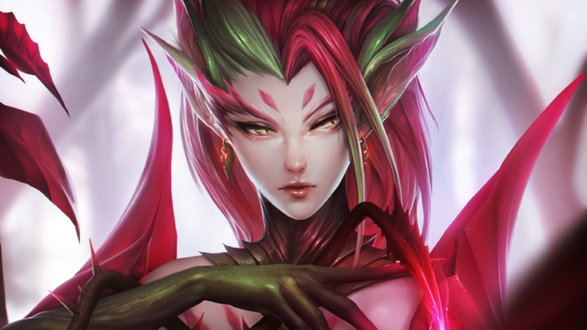 Обои на рабочий стол Dragon Sorceress Zyra / Колдунья-Дракон Зира из игры League of Legends / Лига Легенд, by Mowblack