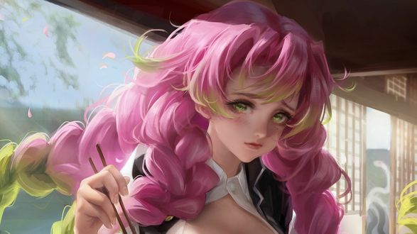 Обои на рабочий стол Девушка с розовыми косами, by Star Academy