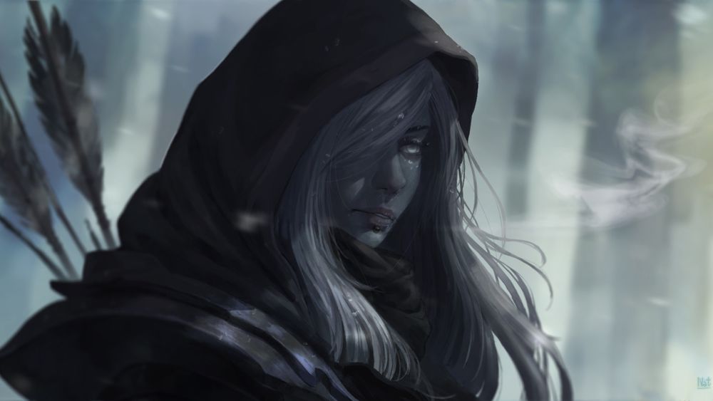 Обои для рабочего стола Лучница Drow Ranger из игры Dota 2, by Nat Vitchayed