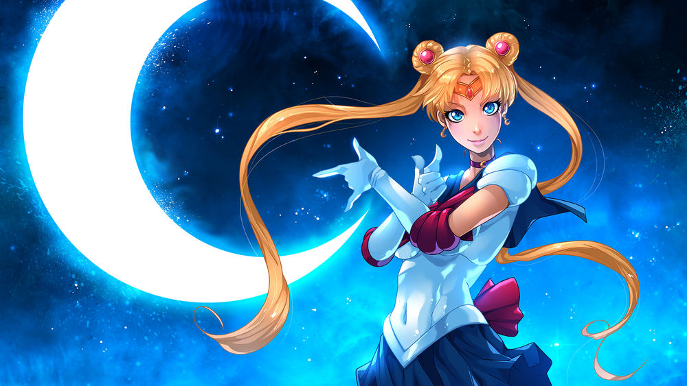 Обои для рабочего стола Sailor Moon Tsukino Usagi / Сейлор Мун Тсукино Усаги из аниме Bishoujo Senshi Sailor Moon / Прекрасный воин Сейлор Мун, by Fred-H