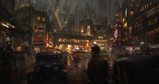 Обои на рабочий стол Город в ночных огнях, by eddie-mendoza