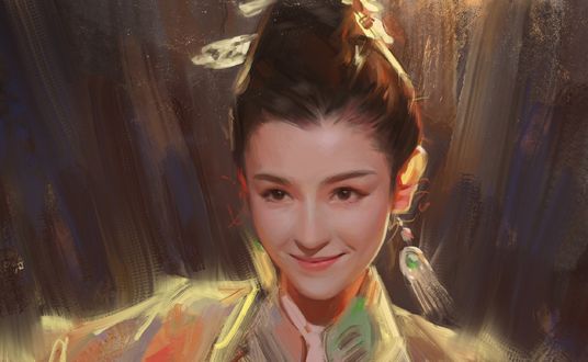 Обои на рабочий стол Портрет улыбающейся девушки, by Hou China
