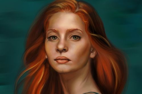 Обои на рабочий стол Девушка с рыжими волосами, by Fanny Agrati