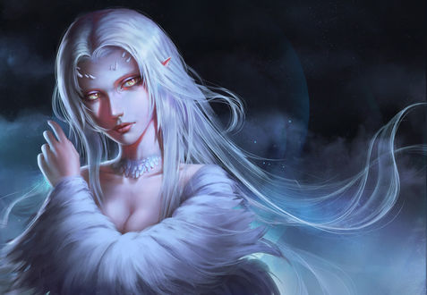 Обои на рабочий стол Присцилла Полукровка / Crossbreed Priscilla опциональный босс из игры Dark Souls / Темные души, by aliquence