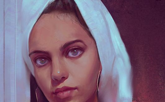 Обои на рабочий стол Девушка с покрытой головой, by Mandy Jurgens