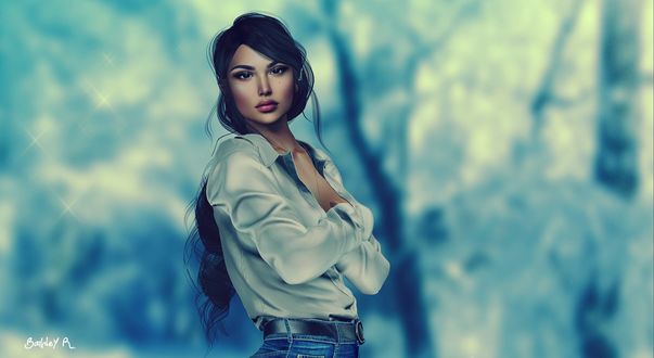 Обои на рабочий стол Девушка с длинными волосами, by Baihley Resident