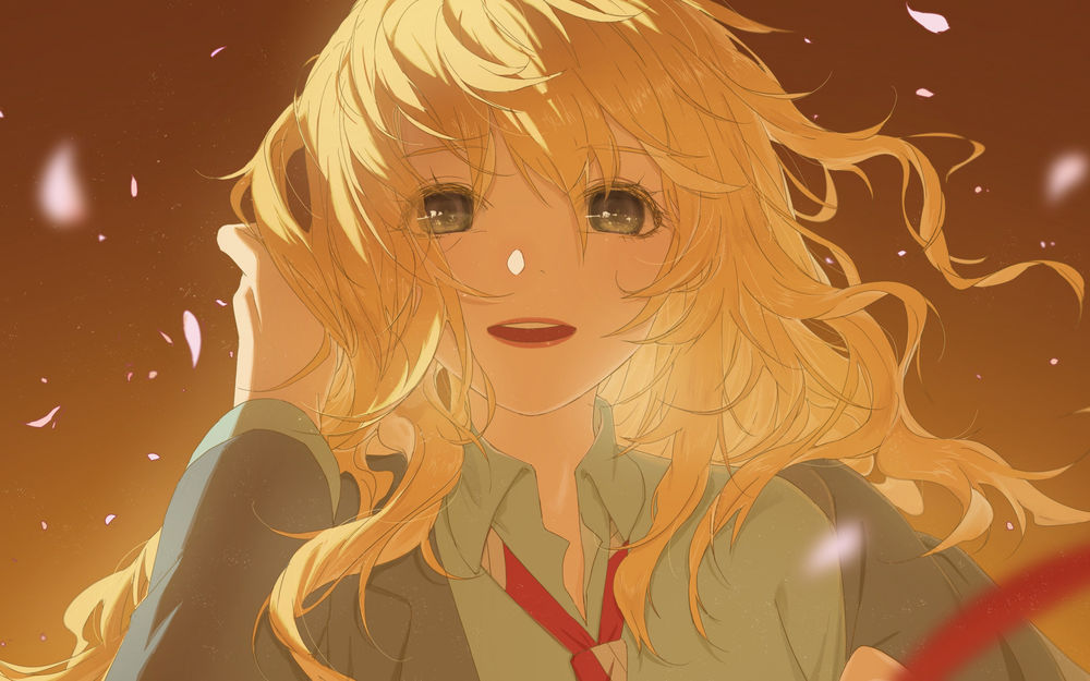 Обои для рабочего стола Kaori Miyazono / Каори Миязоно из аниме Shigatsu wa Kimi no Uso / Твоя апрельская ложь