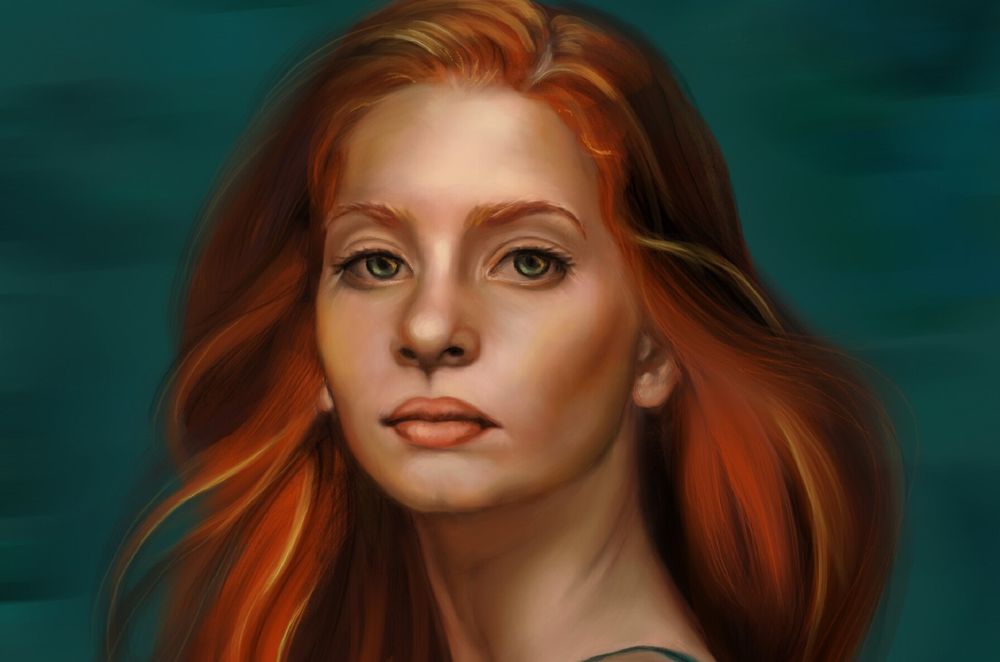 Обои для рабочего стола Девушка с рыжими волосами, by Fanny Agrati