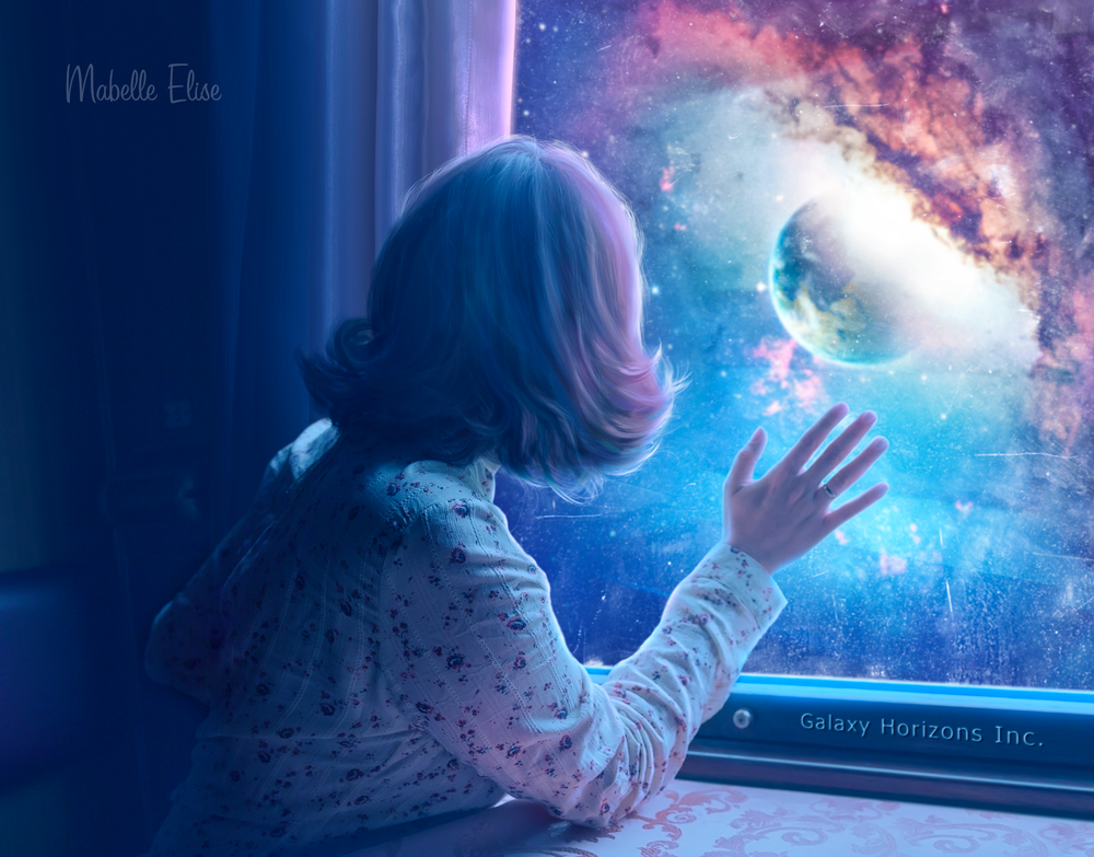 Обои для рабочего стола Девушка сидит у окна, by Mabelle-Elise