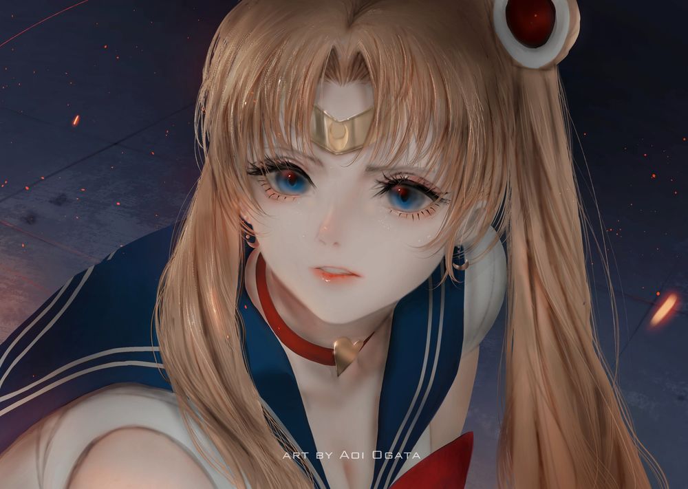 Обои для рабочего стола Usagi Tsukino / Усаги Цукино / Сейлор Мун / Sailor Moon из аниме Sailor Moon / Сейлор Мун, by Aoi Ogata