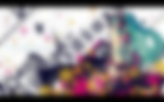 Обои для рабочего стола Vocaloid Hatsune Miku / вокалоид Хатсунэ Мику вполоборота на фоне цветов, клавиш и зебры