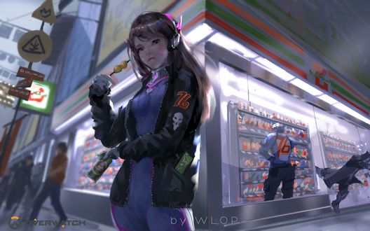 Обои на рабочий стол D. VA / Ханна Сон из игры Overwatch / Дозор, by wlop