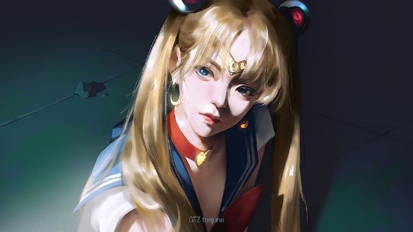 Обои на рабочий стол Портрет Usagi Tsukino / Усаги Цукино / Сейлор Мун / Seilor Moon из аниме Bishoujo Senshi Sailor Moon / Красавица-воин Сейлор Мун