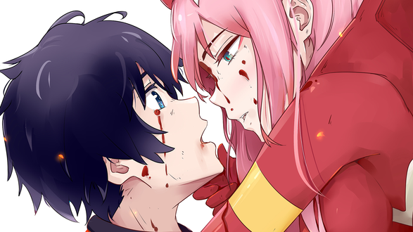 Обои на рабочий стол Hiro / Хиро и Zero Two / Зеро Ту из аниме Darling in the FranXX / Милый во Франксе, by oppaidragon61