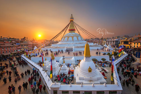 Обои на рабочий стол Вид на храм Будханатх, Непал / Temple, Nepal, фотограф Shirly Hamra