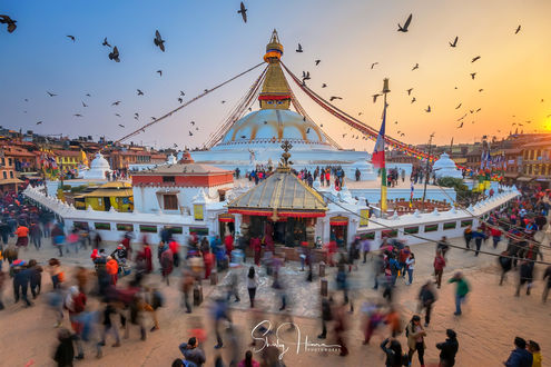 Обои на рабочий стол Вид на храм Будханатх, Непал / Temple, Nepal, фотограф Shirly Hamra