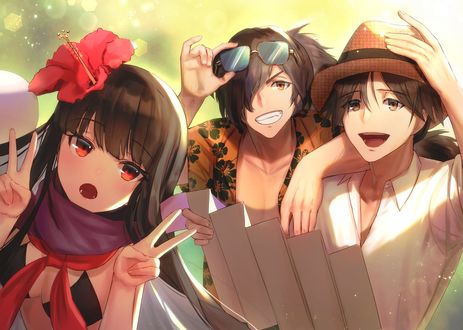 Обои на рабочий стол Девушка и два парня, Fate / Grand Order-видеоигра, by dolsuke