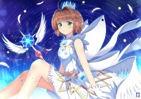 Обои на рабочий стол Sakura Kinomoto / Сакура Киномото из аниме Cardcaptor Sakura: Clear Card-hen / Сакура — собирательница карт: Прозрачные карты, by chinchongcha