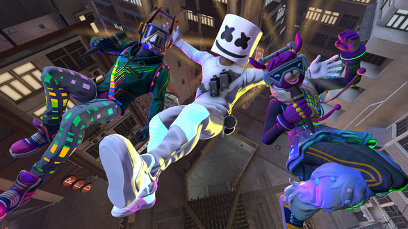 Обои на рабочий стол Fortnite / Фортнит и DJ Marshmello устроили музыкальный батл