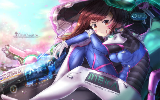 Обои на рабочий стол D. Va Hana Song / Ханна Сон из игры Overwatch / Дозор, by chinchongcha