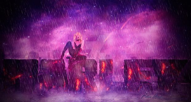 Обои на рабочий стол Harley Quinn / Харли Квинн из фильма Suicide Squad / Отряд самоубийц под дождем, by Renata-s-art