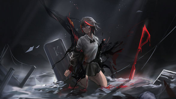 Обои на рабочий стол Ryuuko Matoi / Рюко Матой из аниме Kill la Kill / Убей или умри