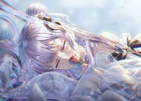 Обои на рабочий стол Спящая девушка с розой, игра Азур Лейн / Azur Lane