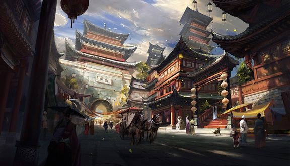 Обои на рабочий стол Кадр из видеоигры Master of Meteor Blades / Мастер метеорных клинков, автор Chenjunnn