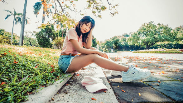 Woman outdoor bubble asian