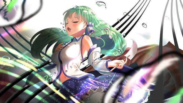 Обои на рабочий стол Kochiya Sanae / Санае Кочия из серии компьютерных игр Тохо / Touhou Project