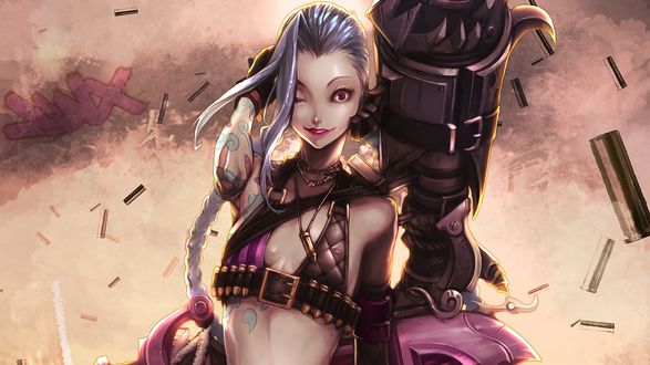 Обои на рабочий стол Jinx / Джинкс из игры League of Legends / Лига Легенд, by Choi Hyochan