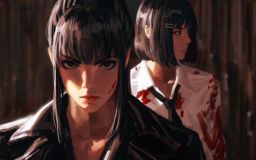 Обои на рабочий стол Портрет двух девушек, by GUWEIZ