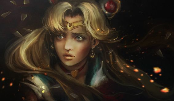 Обои на рабочий стол Портрет Usagi Tsukino / Усаги Цукино / Сейлор Мун / Seilor Moon из аниме Bishoujo Senshi Sailor Moon / Красавица-воин Сейлор Мун, by Dalisa Art