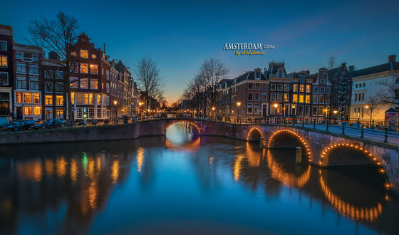 Обои на рабочий стол Amsterdam / Амстердам в вечернее время, by Shirly Hamra