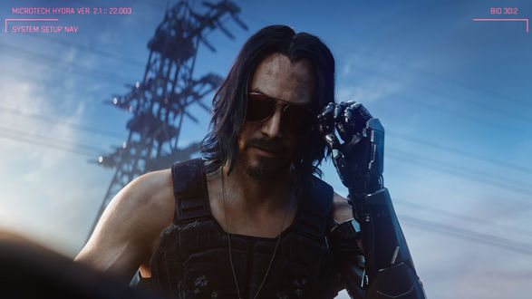 Обои на рабочий стол Киану Ривз / Keanu Reeves в игре Киберпанк 2077 / Cyberpunk 2077 / Johnny Silverhand