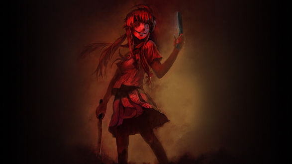 Обои на рабочий стол Gasai Yuno / Юно Гасай из аниме Mirai Nikki / Future Diary / Дневник Будущего