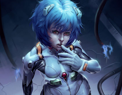 Обои на рабочий стол Ayanami Rei / Аянами Рэй из аниме Evangelion / Евангелион, by Jean Baptiste Andrier
