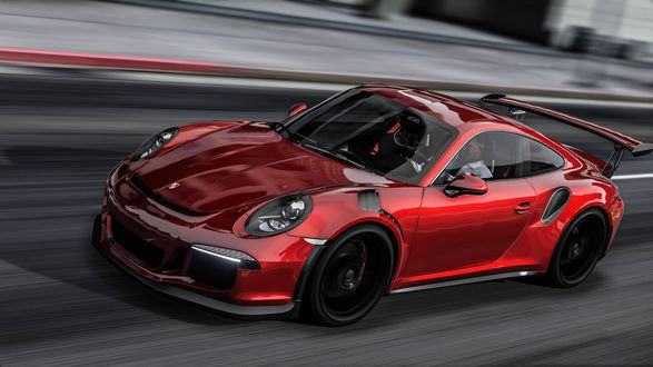 Обои на рабочий стол Красный Porsche 911 GT3 из игры Grand Theft Auto V, GTA 5