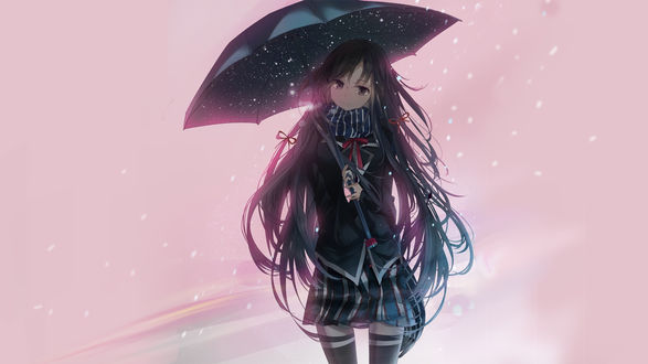 Обои на рабочий стол Yukino Yukinoshita / Юкино Юкиношита из аниме Yahari Ore no Seishun Love Comedy wa Machigatteiru / Розовая Пора Моей Школьной Жизни Сплошной Обман