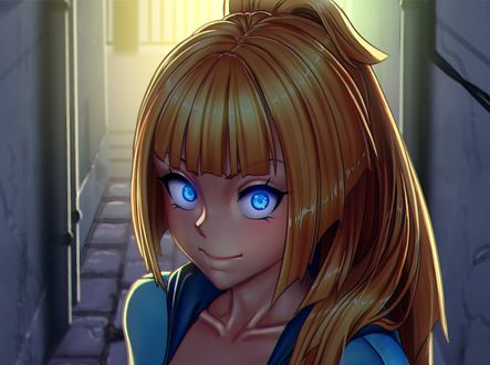 Обои на рабочий стол Девушка - блондинка с голубыми глазами, by xxNIKICHENxx