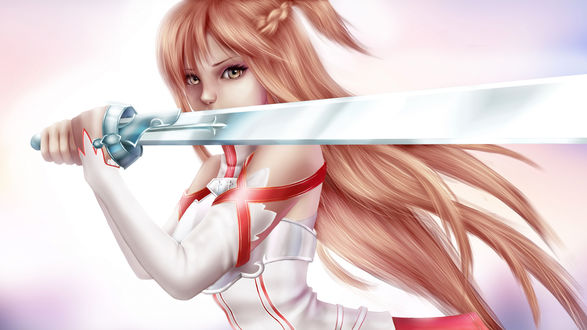 Обои на рабочий стол Персонаж Asuna / Асуна с мечом, by Nathalie Roy