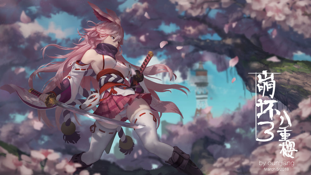 Обои для рабочего стола Yae Sakura / Сакура Яэ из аниме Honkai Impact / Желанный удар